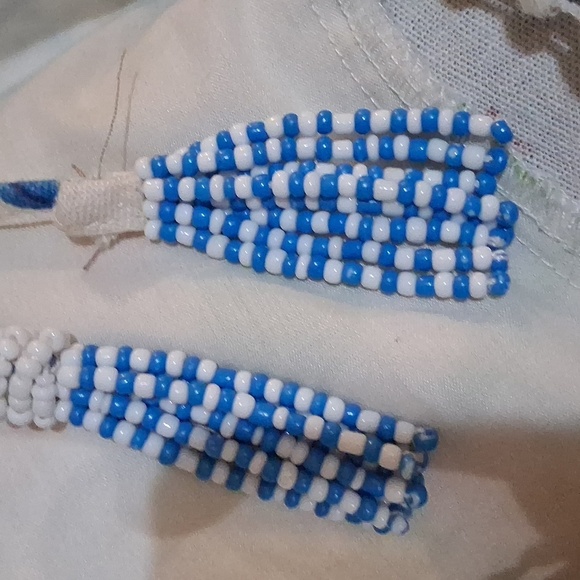 House Of Harlow Cream Blue And White Linen And Cotton Maxi Dress Size Small - Picture 8 of 11